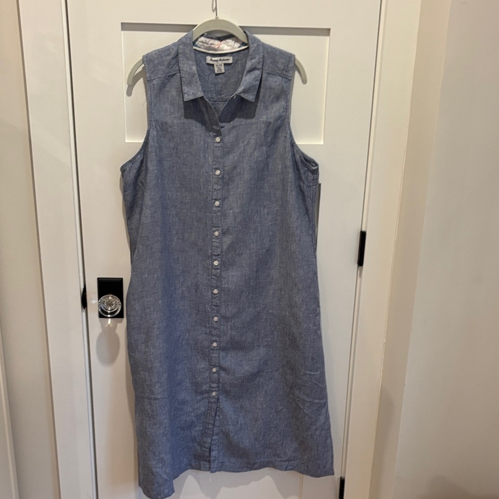 Tommy Bahama Sleeveless Chambray Shirt Dress - Light Blue